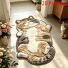 Lying Tabby Cat Shaped Non Slip Floor Mat Soft Water Absorbent Bathroom Bedroom Entrance Home Decor Rug
