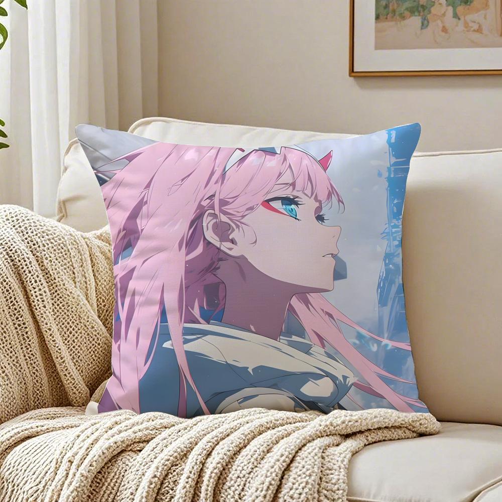 Anime Mecha 02 zero two DDARLING in the FFRANXX Cushion Cover Pillowcase Antidustmite living Room Sofa Decor Cushion Room