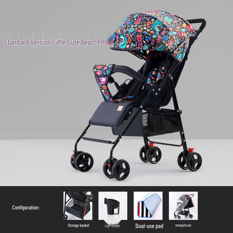 Ultraleichter Faltbarer Kinderwagen: Sitzen oder Liegen, Stoßdämpfend für Neugeborene & Kinder, High-View Taschenschirm-Design