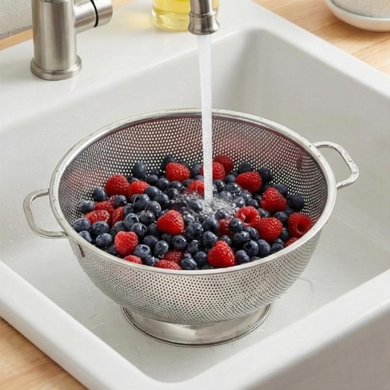 Durable Nonrust Steel Kitchen Strainer Elevated Base Design for Dry Food Handling Fine Meshes Filter Rusts Proof