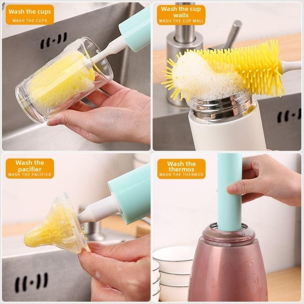 Silicone Brush Head Electric Bottle Brush 360 Degree Rotation Baby Bottle Brush Kitchen Use