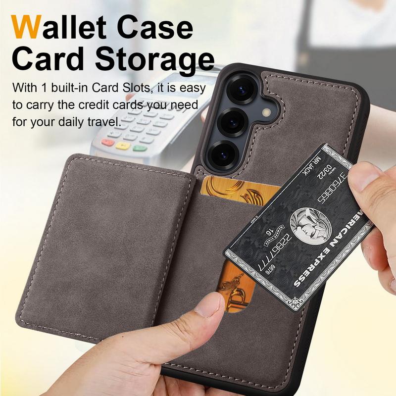 Kartenfächer Ständer Brieftaschenhülle für Samsung S26 Ultra S25 Edge S24 S23 S22 Plus S21 FE A15 A16 A17 A34 A35 A36 A37 A54 A55 A56 A57 5G Kartenhalter Abdeckung