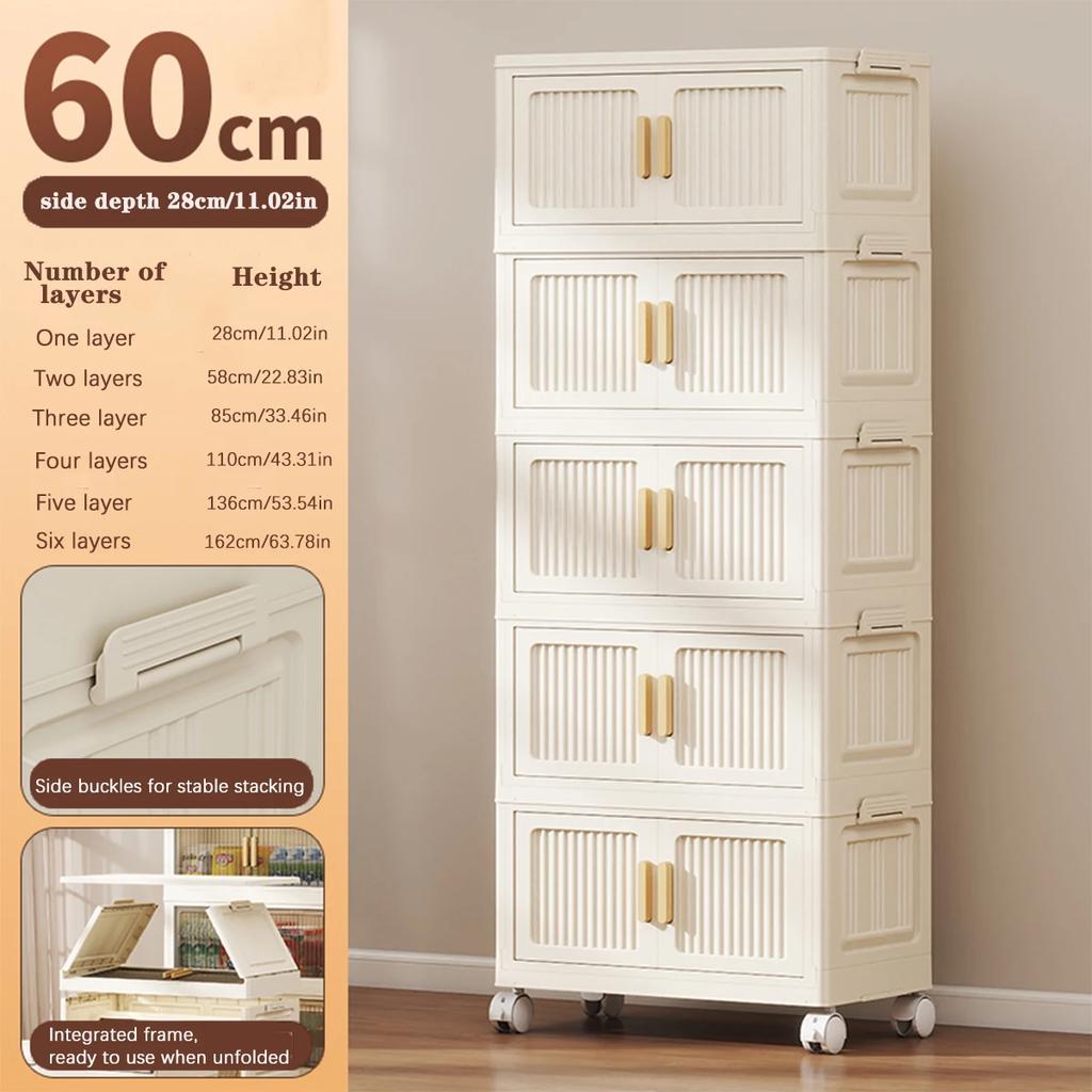 Skládací úložná skříňka 1-6 polic s kolečky Velkokapacitní úložná skříň Úložný box Organizér na oblečení Úložný kontejner