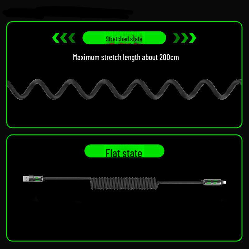 2m PD65W + 27W Light Column Spring 4-in-1 Cable for Apple & Huawei iPhone16