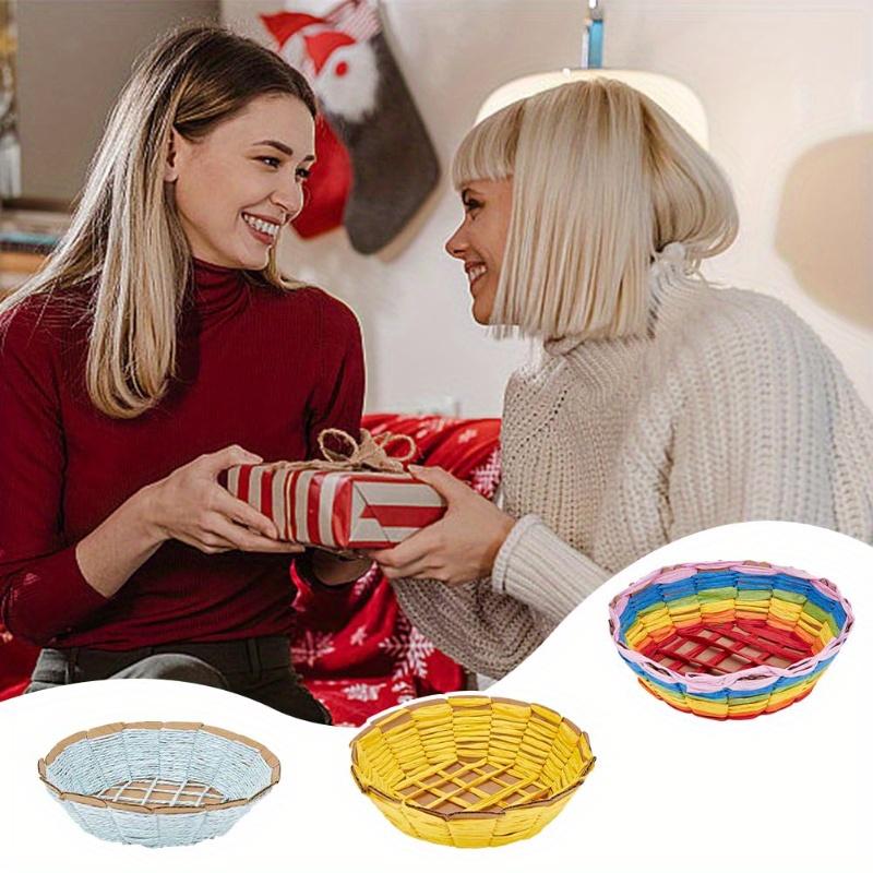 15-Pack Diy Paper Woven Flower Basket Bottom Base, Beginner Entry-level Weaving Kit, Creative Blue Weaving, Creative Woven Paper