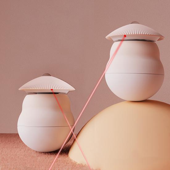 Automatic Rotating Cat Teaser Red Beam Cat Chasing Toy Auto-Sensing Interactive Rocking Cat Toy for Indoor Cats to Exercise And Relieve Boredom