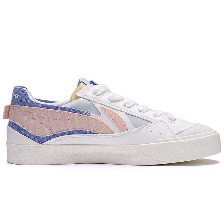Li Ning Mu Mu Non-Slip Shock Absorption Low-Top Skate Shoes Women Sneakers White Blue AGCT162-3