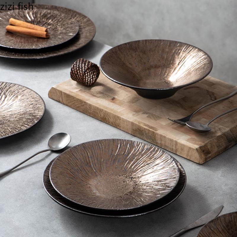 Ceramic Plate Western Style Steak Plates Soup Plates Sushi Plate Noodle Bowl Fruit Dish Salad Bowl Dessert Bowls Snack Tray