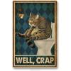 Vintage Metal Tin Sign Funny Cat Bathroom Retro Wall Decor Poster 8x12 Inch