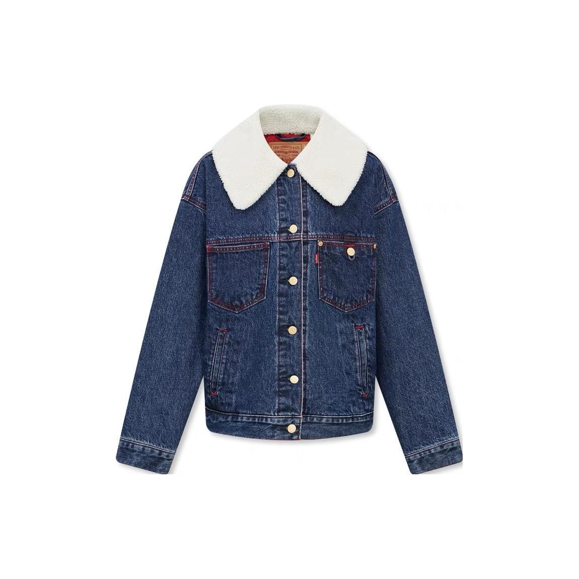 

Levis Год Дракона Лимитированная Серия Воротник на одной пуговице Свободная Длинный рукав Джинсовая куртка Женские куртки Джинсово-синий A7375-0000 XS