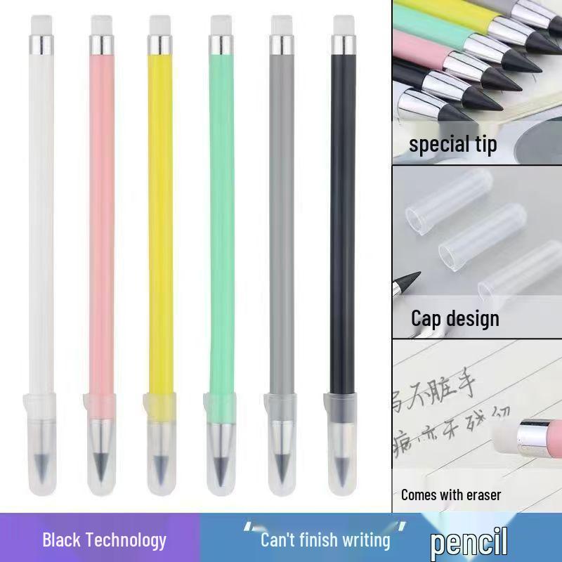 Eternal Unbreakable Pencil with Eraser - No Sharpening Needed, Durable & Creative Macaron Color