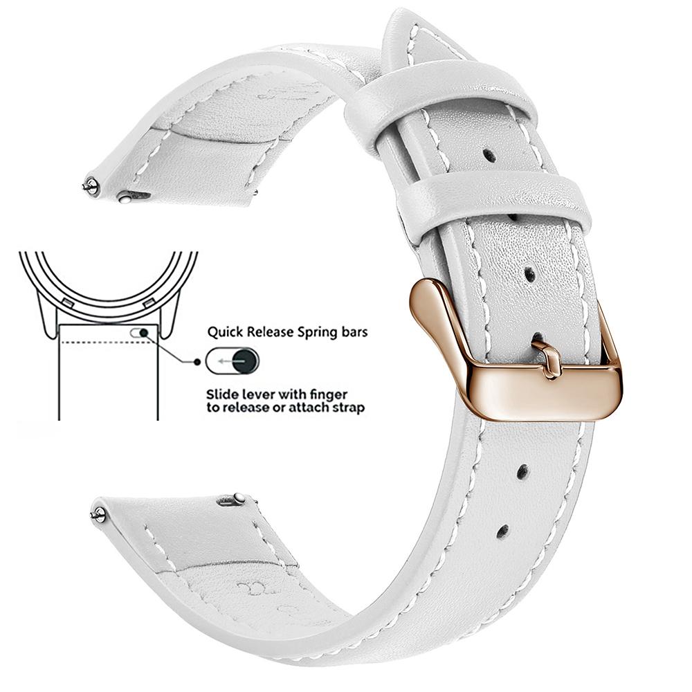 Echtes Lederarmband aus Narbenleder, Schnellverschluss 18mm/20mm/22mm Uhrenarmbänder, Passend für Samsung Galaxy Watch, Garmin Huawei Watch