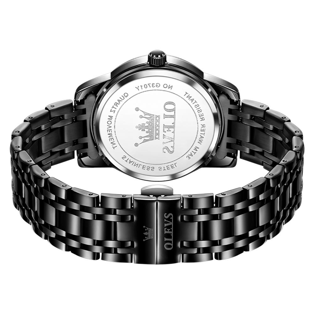 OLEVS Wheel Hub Dial Design Man Wristwatch Black Stainless Steel Men Watch Waterproof High Quality Men's Military Quartz Watches