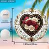 2D Flat Heart-Shaped Rose Dreamcatcher Window Decoration Sign, Elegant Red Roses, Suitable for Wall Decoration, Porch, Room, Villa, Accents Home, Hall