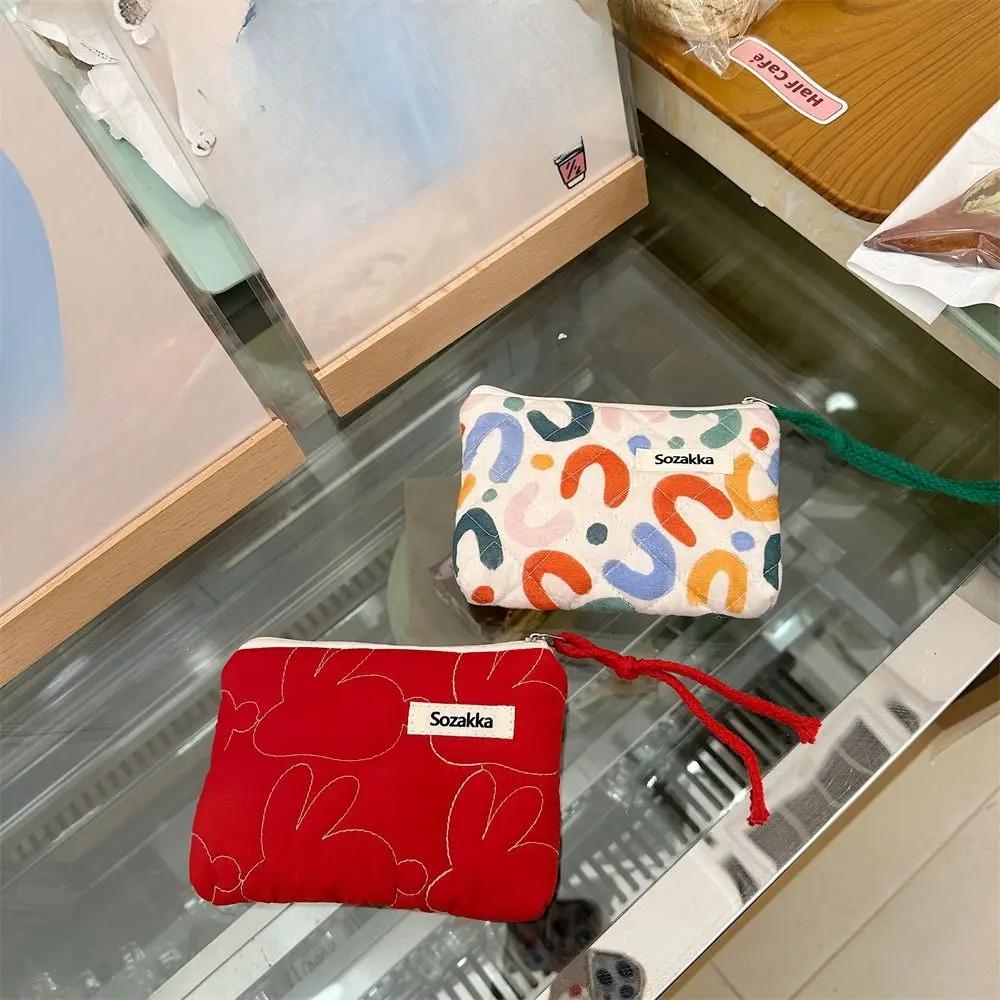 Fashion Small Fresh Cotton Coin Wallet Flower Pattern Zipper Coin Purses Lady MakeUp Bag Key Money Storage Bag