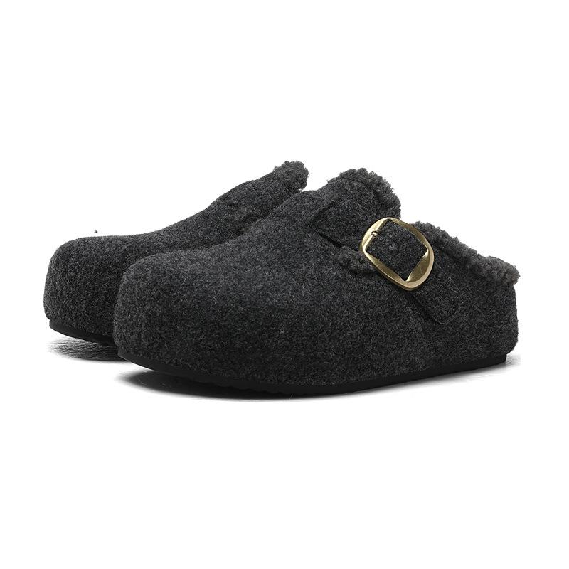 

Fleece warm thick-soled toe wrap cotton shoes new can be worn outside in winter, cotton slippers, women s casual shoes 40 сірий колір