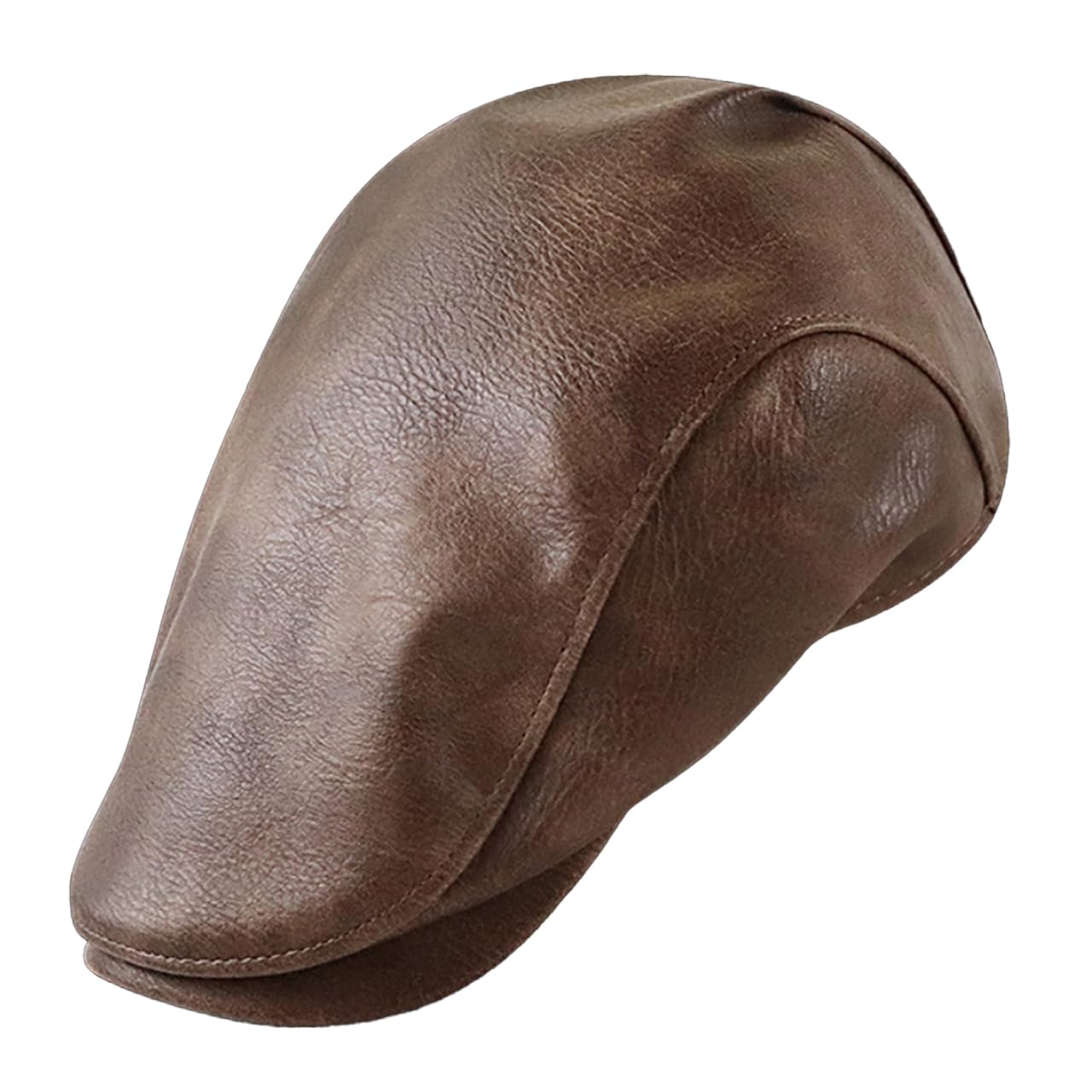 Flat CZ572 [White Fang] Cap, Cool, Plain, Retro, Leather/PU, Dandy, Stylish, Men s (Coffee, L) кофейный