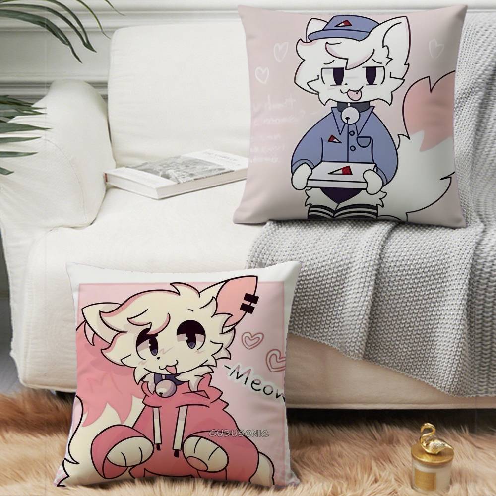 B-Boykisser Silly Cat Cute Pillow Case Plush Fabric Soft Pillowcase Double Sided Print Cushion Cover Household Gifts