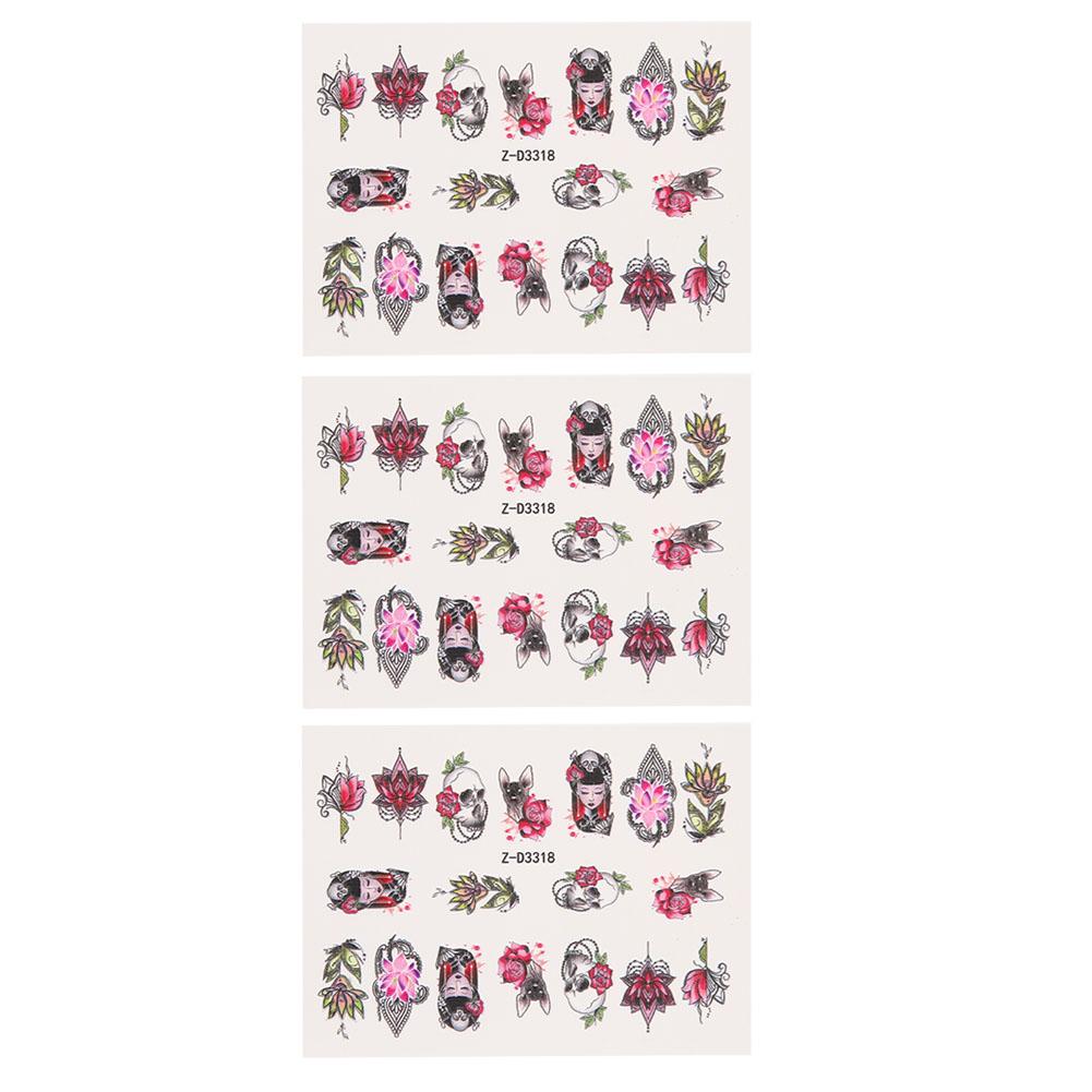 

3 Sheets 5D Nail Art Decoration Sticker Self Adhesive Embossing Manicure Decals Tool( D3326 )