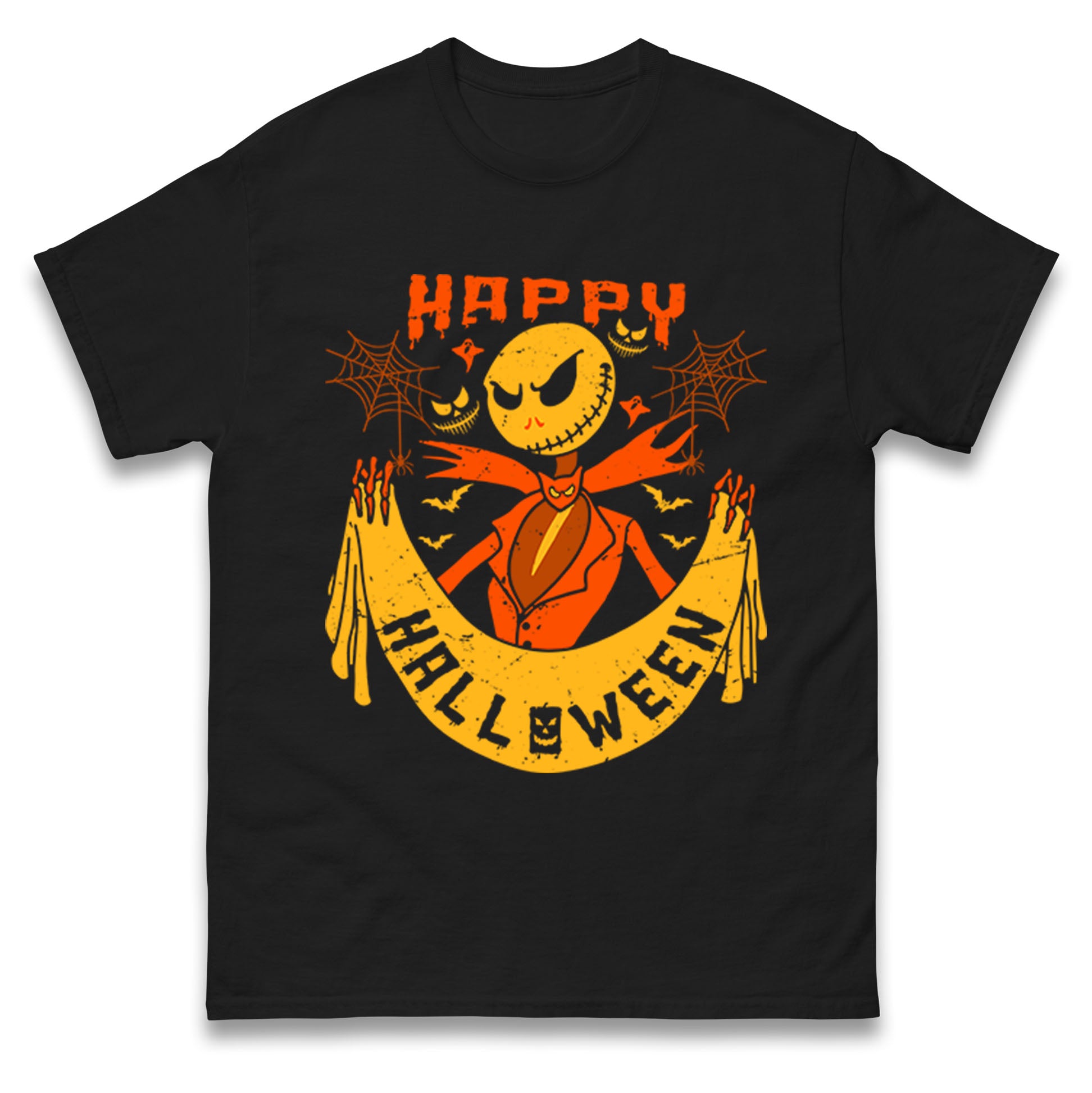 Jack Skellington Happy Halloween Mens T Shirt Womens Tops Teess 4XL
