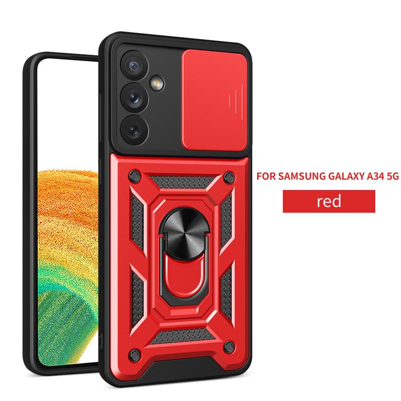 

Для Samsung Galaxy A34 5G чехол противоударный бронированный магнитный металлический чехол-бампер для Galaxy A34 A 34 слайдер объектив камеры чехлы For Galaxy A34 5G красный
