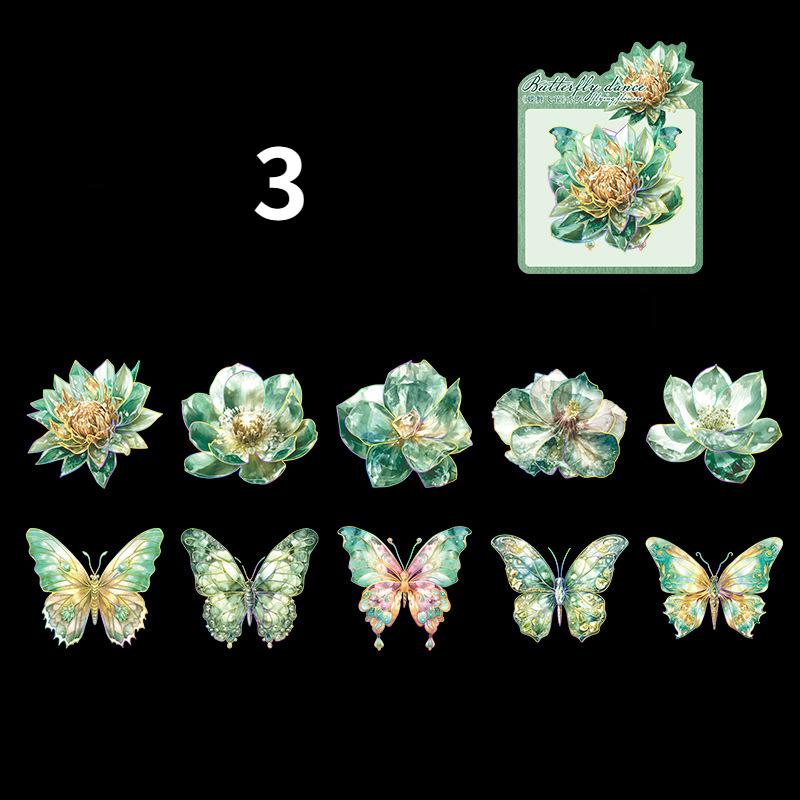 

Mr. Paper Vintage Butterfly Sticker Flower Theme DIY Handbook Material Decoration Art Supplies Stationery 10pcs/pack