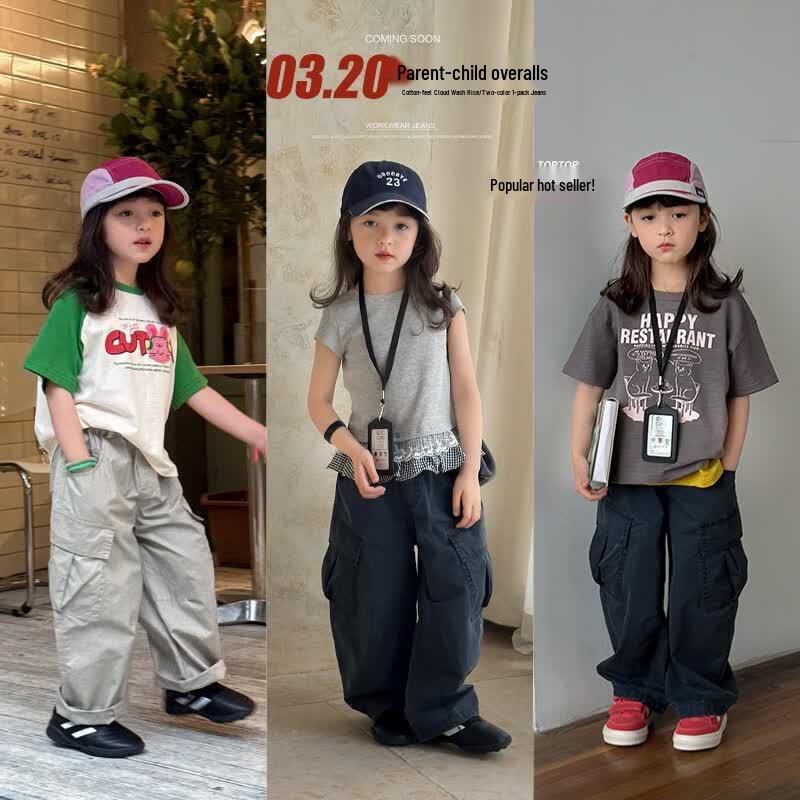 SEVEN BOBI Kids Korean Style Loose Cargo Pants 110 cm