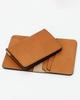 Matt Folding Full Grain Leather Business Card Holder Light Brown