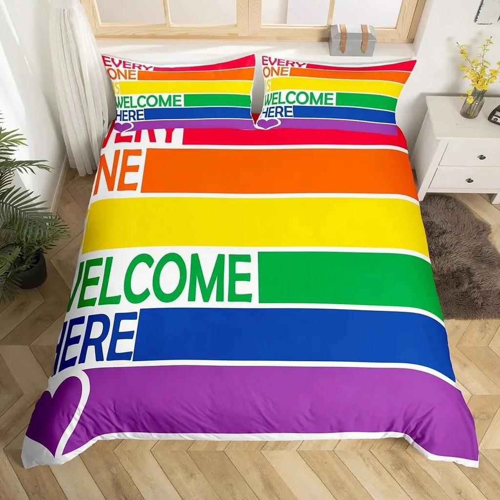 3D Print Lgbt Love Is Love Duvet Cover Set Rainbow Pride For Love Theme Romantic Comforter Bedding Set For Men Women