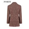 PORTS Women's Elegant Plaid Long Sleeve Short Coat