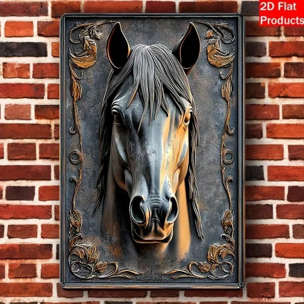1pc Home & Office Wall Decor: 3D Metal Horse Head Art! Contemporary Equestrian Plaque For Bar & Wall Hanging | Local Delivery