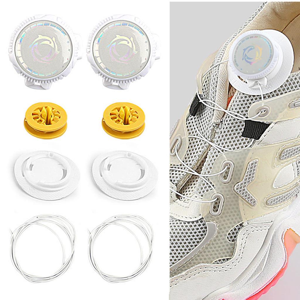 4 Seturi Șireturi Blocare Rapidă Fără Nod Fixare Automatică Șireturi Cârlig Rotativ Blocare Șiret Alb