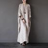 2024 Spring Ethnic-Style Mid-Length Striped Cotton Linen Dress for Women