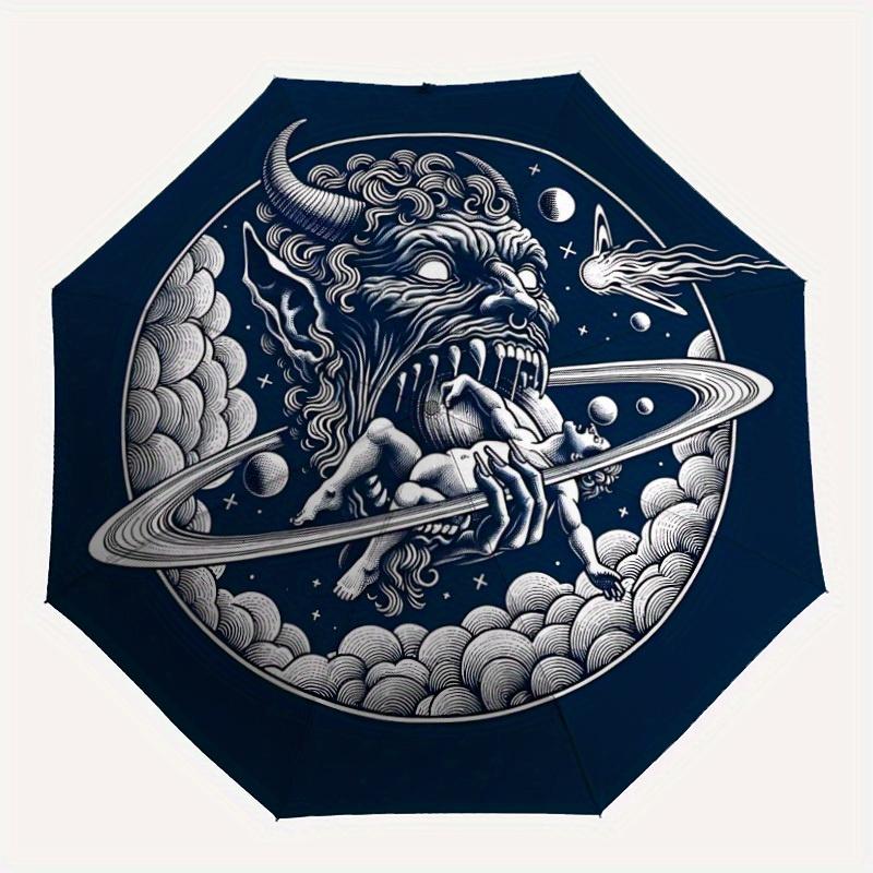 

1pc Fantasy Monster Astronomy Automatic Umbrella High Quality Canopy, Portable Folding Umbrella with, Ideal Gift for - Travel, Everyday, Formal Even