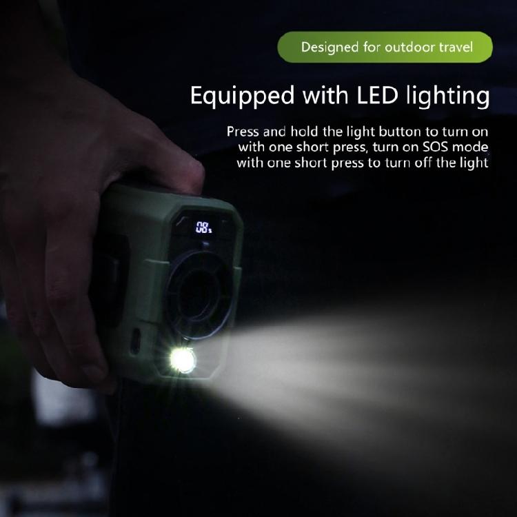 10000mAh Portable Waist Clip Fan Outdoor Portable Cooling Fan With 5 Speeds & Flashlights for Outdoor Camping Travel
