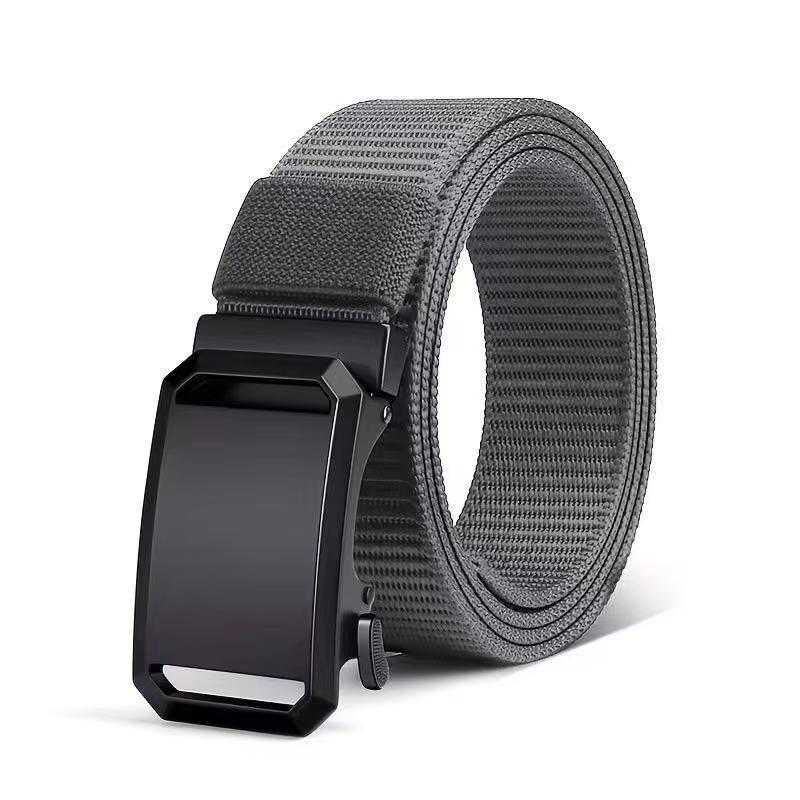 Men's Nylon Stretch Canvas Tactical Belt with Automatic Buckle - Versatile, Holeless Design for Outdoor and Casual Wear