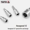 YATO 1/2" Hex Screwdriver Socket Set, S2 Batch Head, Chrome Vanadium Steel