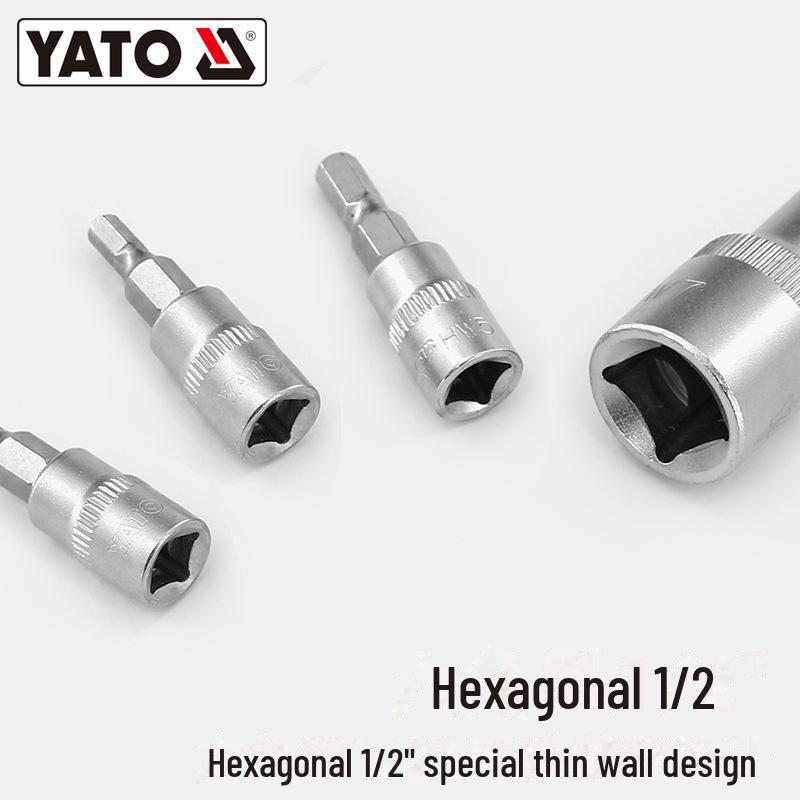 YATO 1/2" Hex Screwdriver Socket Set, S2 Batch Head, Chrome Vanadium Steel
