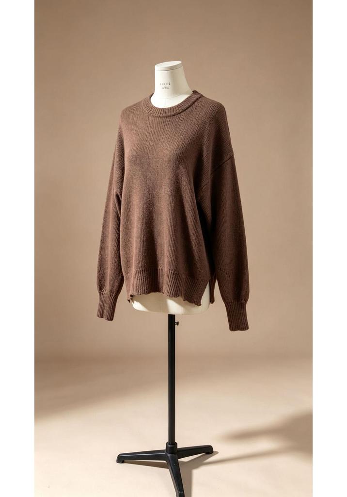 2026 Euro-American Autumn/Winter Women's Loose Solid Color Round Neck Pullover Sweater