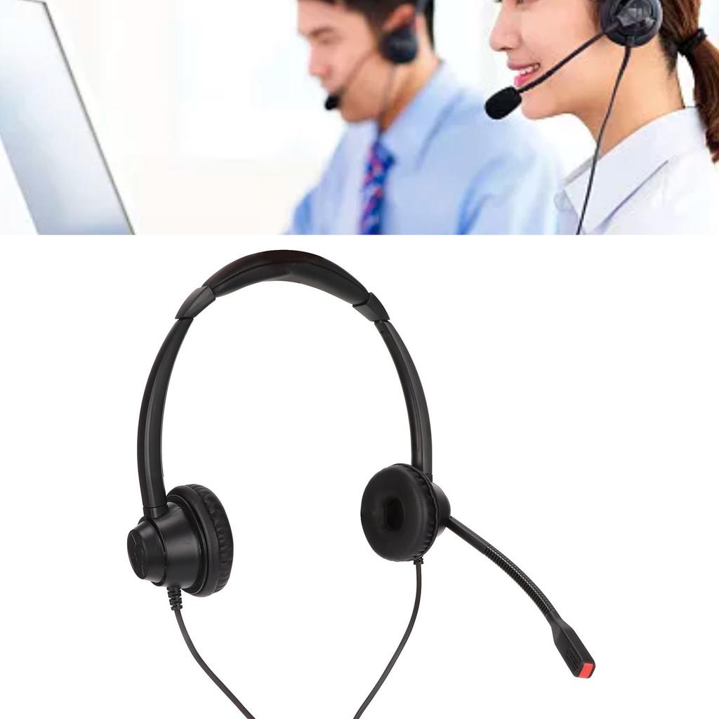 2.5mm Business Headset Binaural Corded Headset with HD Mic for Home Office Call Center Telemarketing Binaural Corded Headset