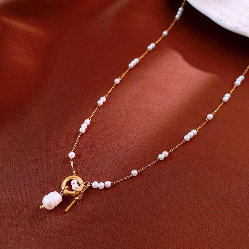 Butterfly Drop Oil Pearl Faux Crystal Necklace Versatile High-end Clavicle Chain Niche Design Jewelry Women