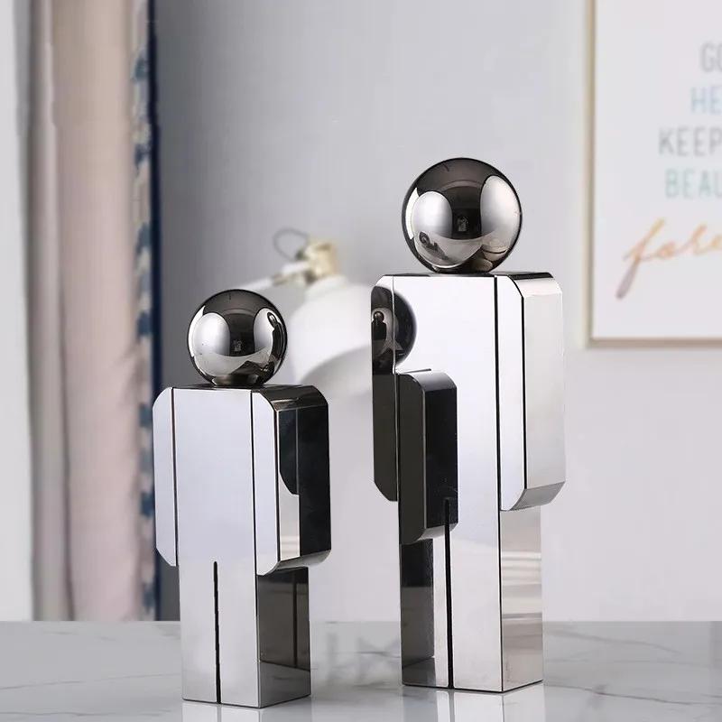 Kristallmann-Statue Transparente Figur Skulptur Glas Handwerkskunst Ornamente Cartoon-Charakterfiguren Heimdekorationszubehör