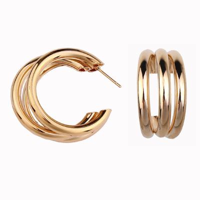 Fashion, Cross-border Irregular Semi-round Metal Earrings, Trendy Temperament, Versatile Metal Earrings
