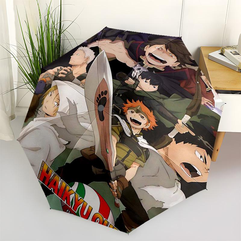 

1pc Haikyuu!! Outdoor Umbrella - Automatic Opening/Closing, Portable 3-Fold Design, 8-Rib Iron Frame - Perfect Gift for Fans, Travelers, Daily Us