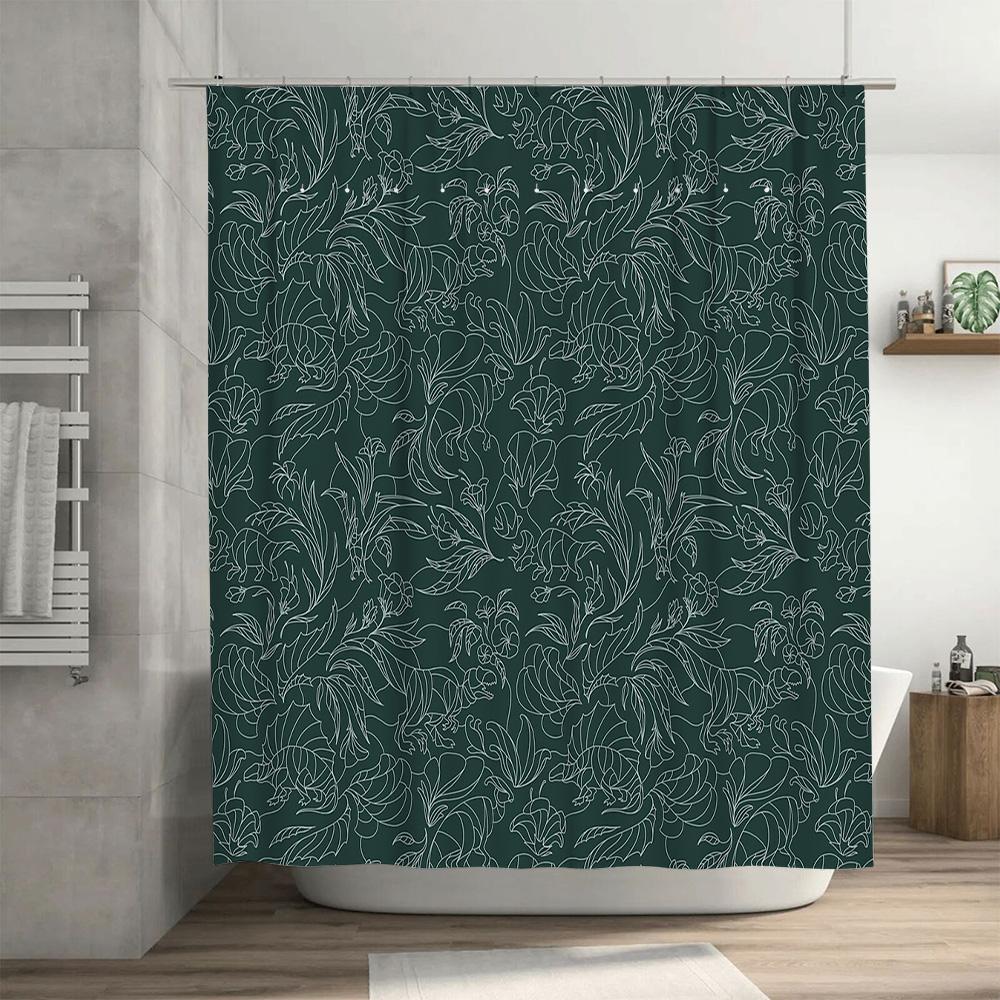 Botanical Shower Curtaingreenery Pattern Decorbathroom Fabricvintage Floral Designnature Inspiredspa Vibesmodern Farmhouseelegan
