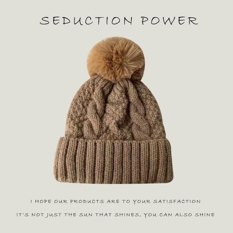 Children's Winter Wool Hat: Large Brim, Solid Color, Warm, Plus Velvet, European & American Style
