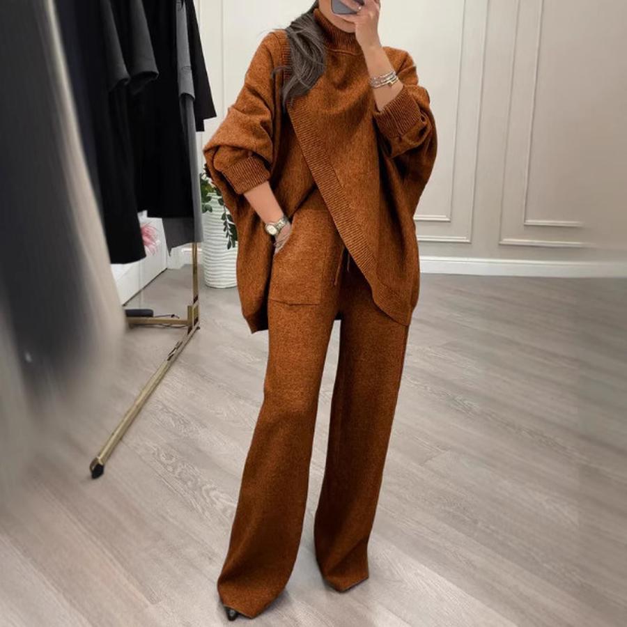 New Arrivals Women's Solid V-Neck One-Button Ruched Knitwear Set Two Piece Outfit