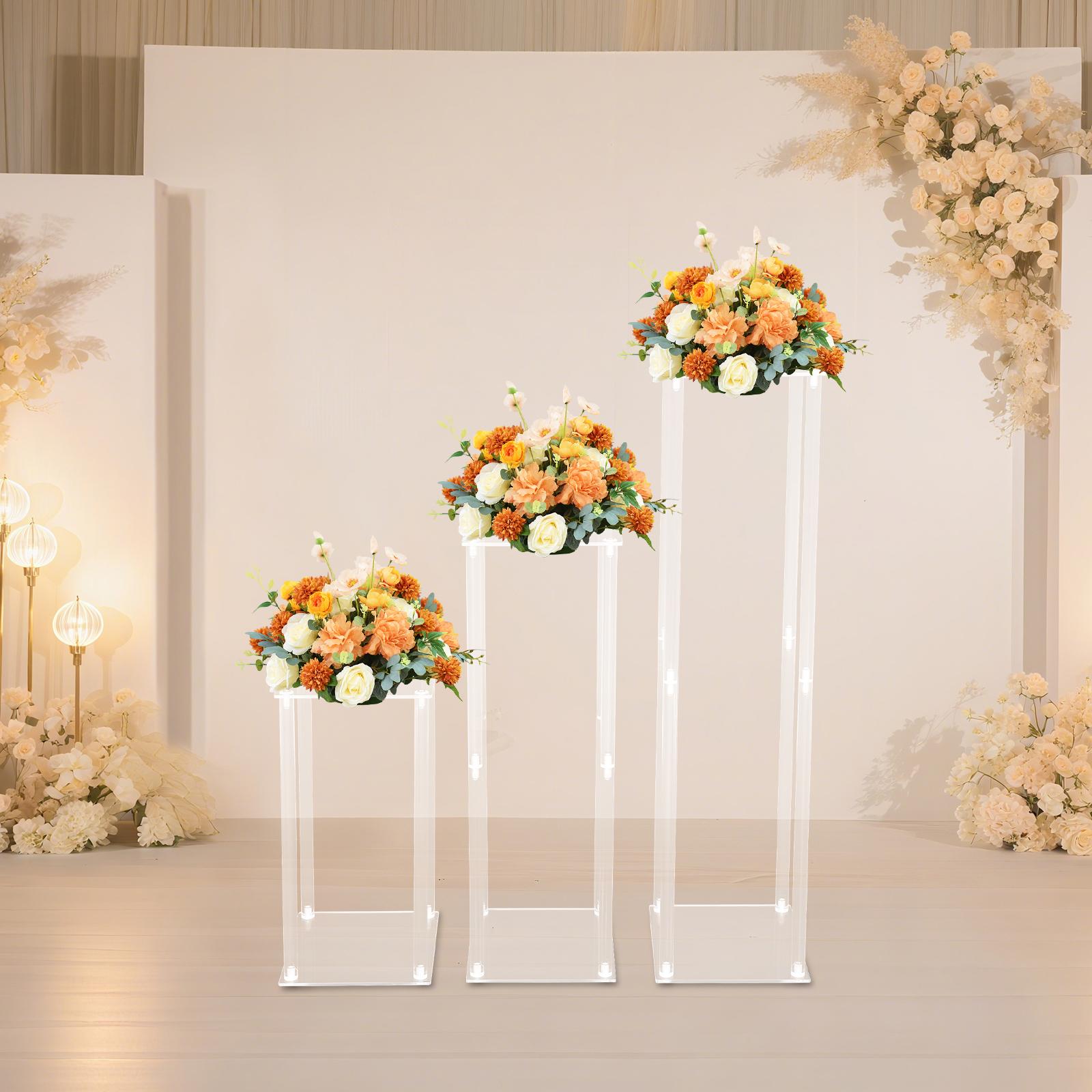 

3 PCS Acrylic Flower Vase Stand Set 40 60 80cm Wedding Flower Stand Modern Home Decor For Table Centerpiece Living Room Decor United States