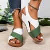 New Women's Contrast Color Wedge Sandals Summer Peep Toe Non Slip Beach Shoes Woman Comfortable Platform Roman Sandalia