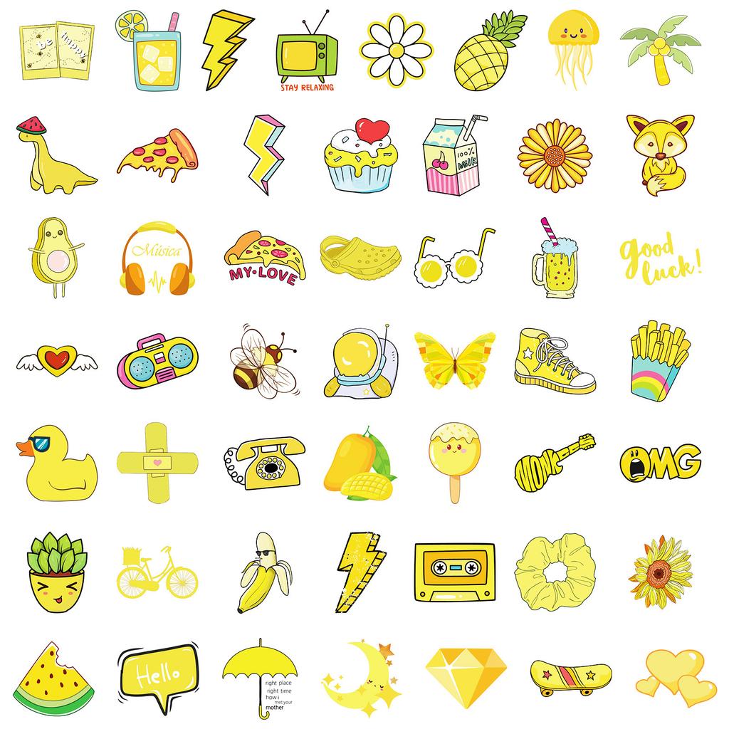 100 Sheets Crown Moon Pineapple No Repeat Pp Waterproof Decorative Stickers Diy Phone Case Skateboard Laptop Appliances